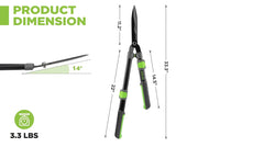 Steel Wavy Blade Hedge Shears (23-Inch & 25–33 Inch Extendable)