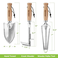 3-Piece Stainless Steel Garden Hand Tool Set