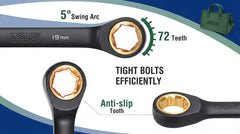 10-Piece Metric Flex Head Ratcheting Wrench Set