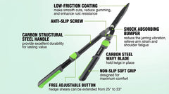 Steel Wavy Blade Hedge Shears (23-Inch & 25–33 Inch Extendable)