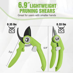2-Piece Garden Pruning Shears Set with Bypass & Straight-Tip Clippers