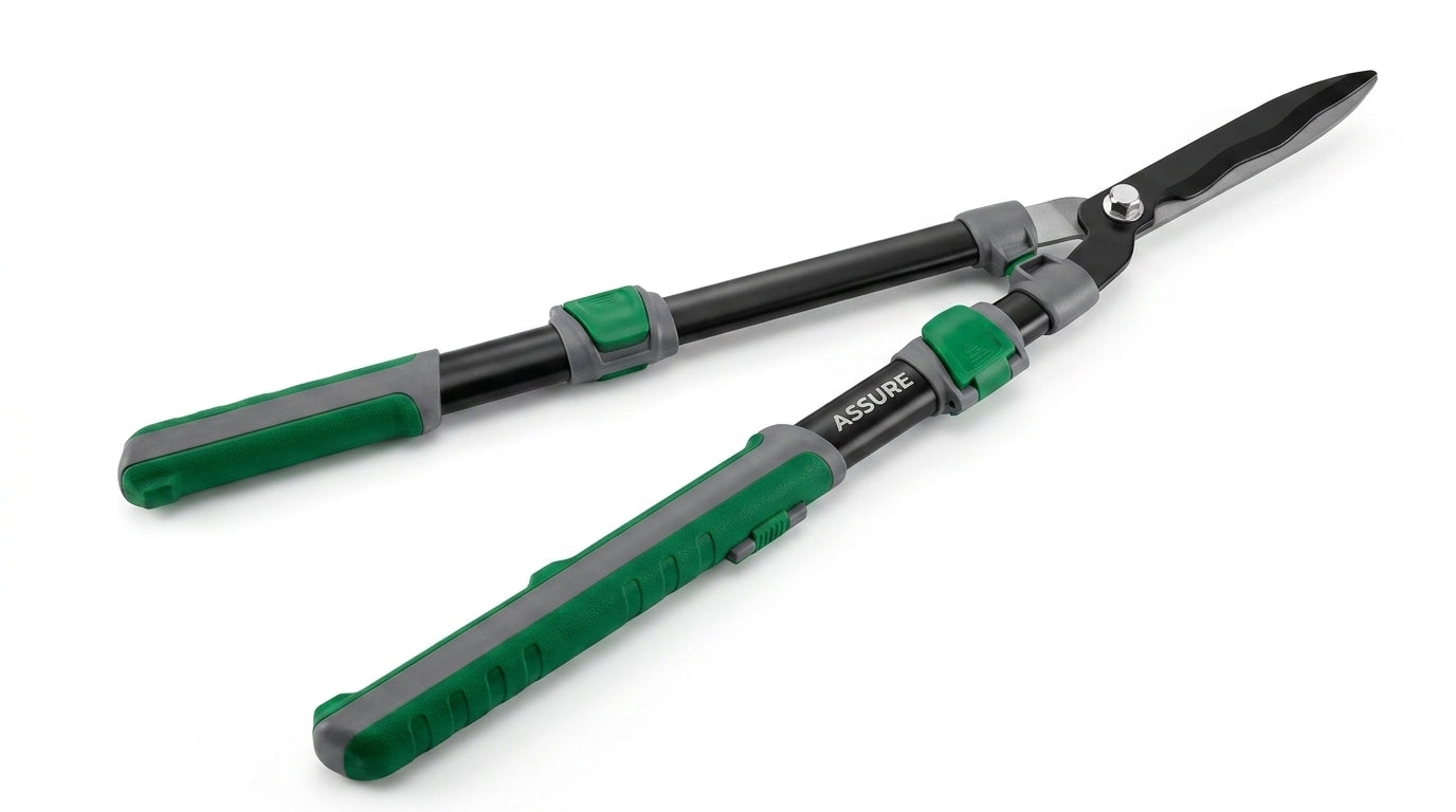 Steel Wavy Blade Hedge Shears (23-Inch & 25–33 Inch Extendable)